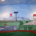 Fenway Park Mural on 8'x10' wall clouds extend on the ceiling